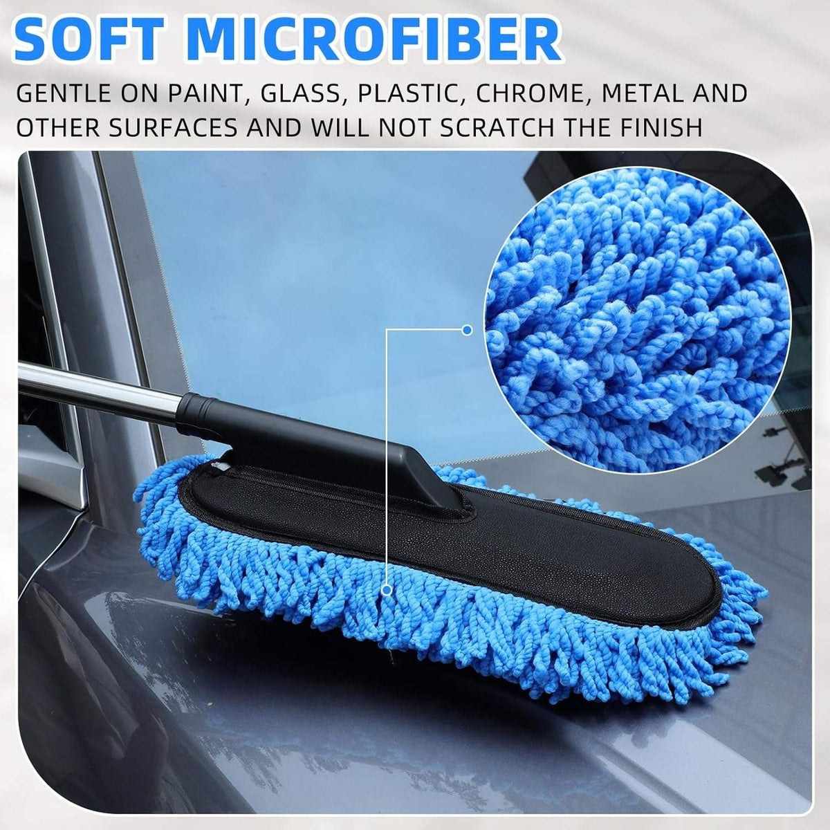 Microfiber Car Duster with Extendable Handle – Scratch-Free Auto Dust Cleaner | Carvion