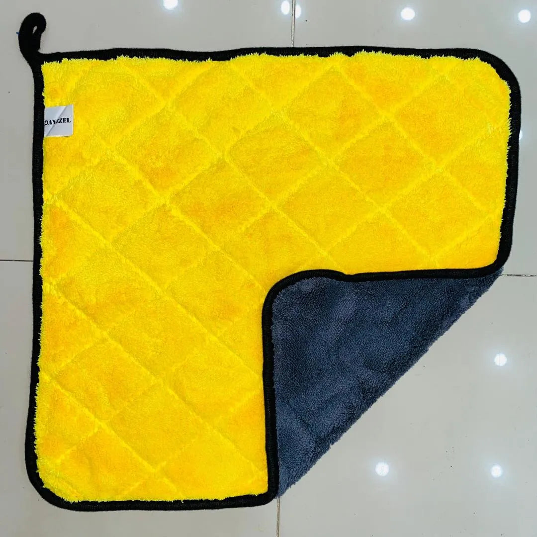 Microfiber Cleaning Towel Yellow & Black Double-Sided Reusable | Carvion